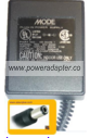 MODE DV-9500 AC ADAPTER 9VDC 0.5A +(-) 2x5.5mm 500mA 120vac PLUG MODE DV-9500 AC ADAPTER 9VDC 0.5A +(-) 2x5.5mm 500mA 120vac PLUG